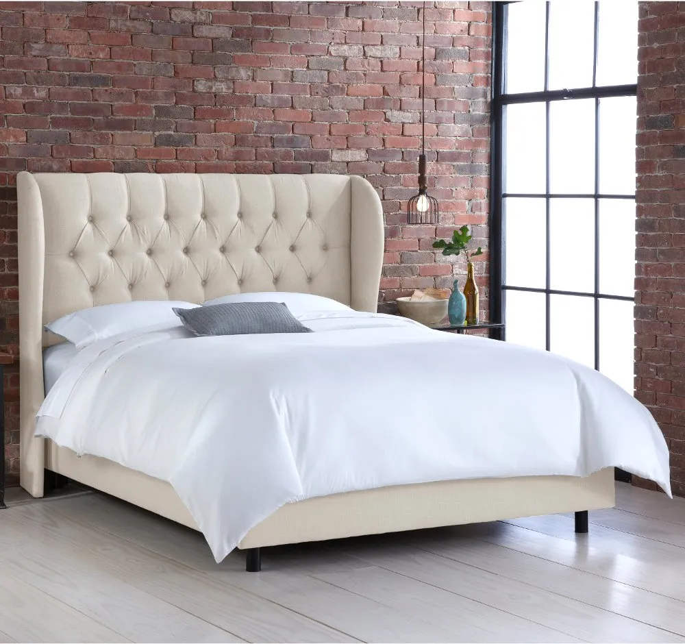 Izzy Cream Sloped Wingback King Bed - Skyline Furniture