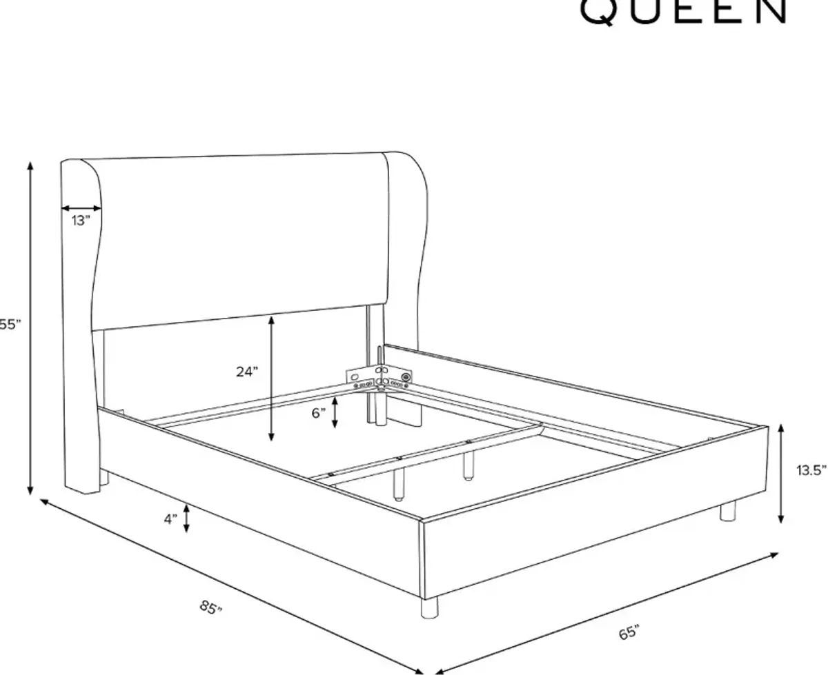 Izzy Cream Sloped Wingback Queen Bed - Skyline Furniture