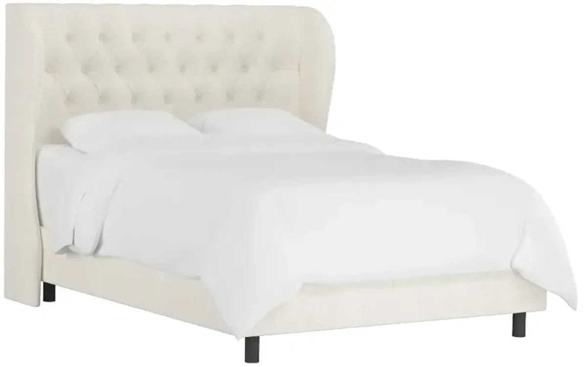 Izzy Cream Sloped Wingback Queen Bed - Skyline Furniture