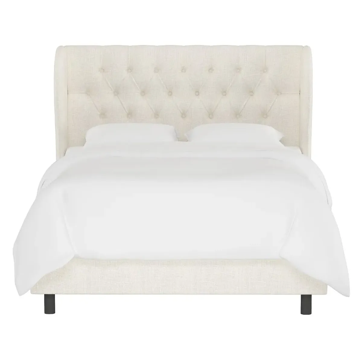 Izzy Cream Sloped Wingback Queen Bed - Skyline Furniture