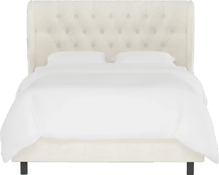 Izzy Cream Sloped Wingback Queen Bed - Skyline Furniture