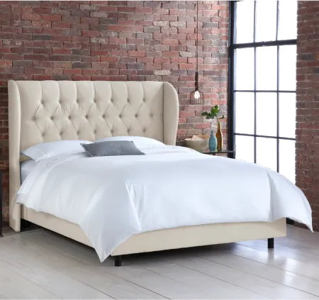 Izzy Cream Sloped Wingback Full Bed - Skyline Furniture