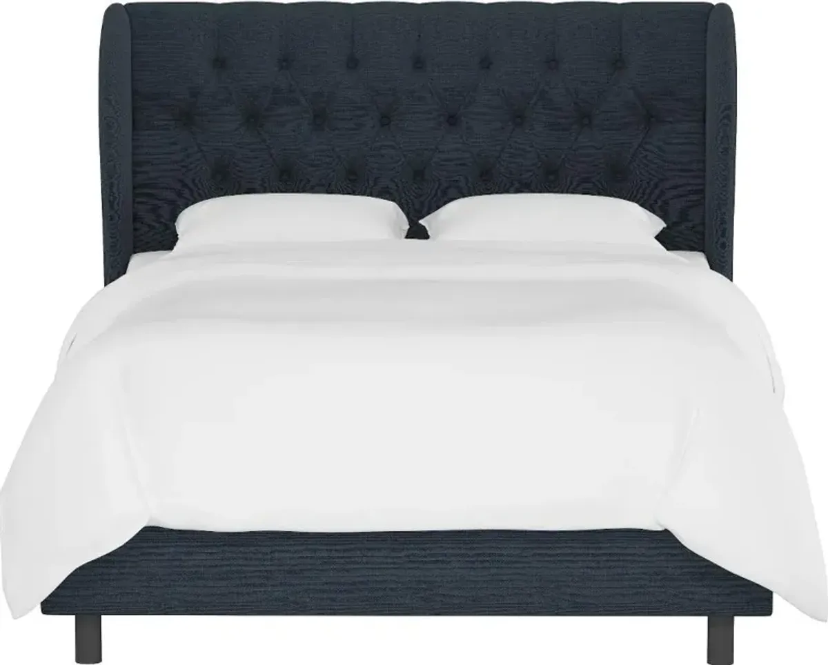 Izzy Navy Sloped Wingback California King Bed - Skyline Furniture