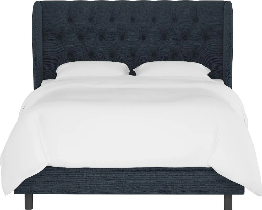 Izzy Navy Sloped Wingback California King Bed - Skyline Furniture