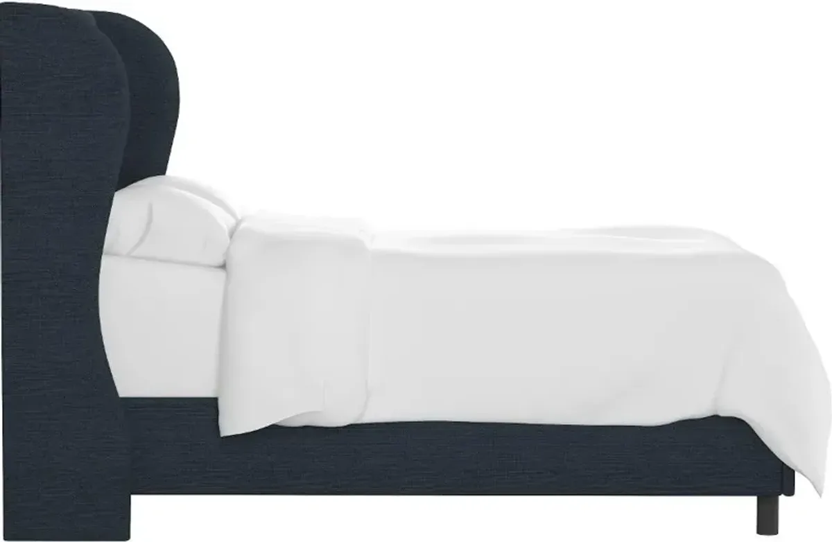 Izzy Navy Sloped Wingback California King Bed - Skyline Furniture