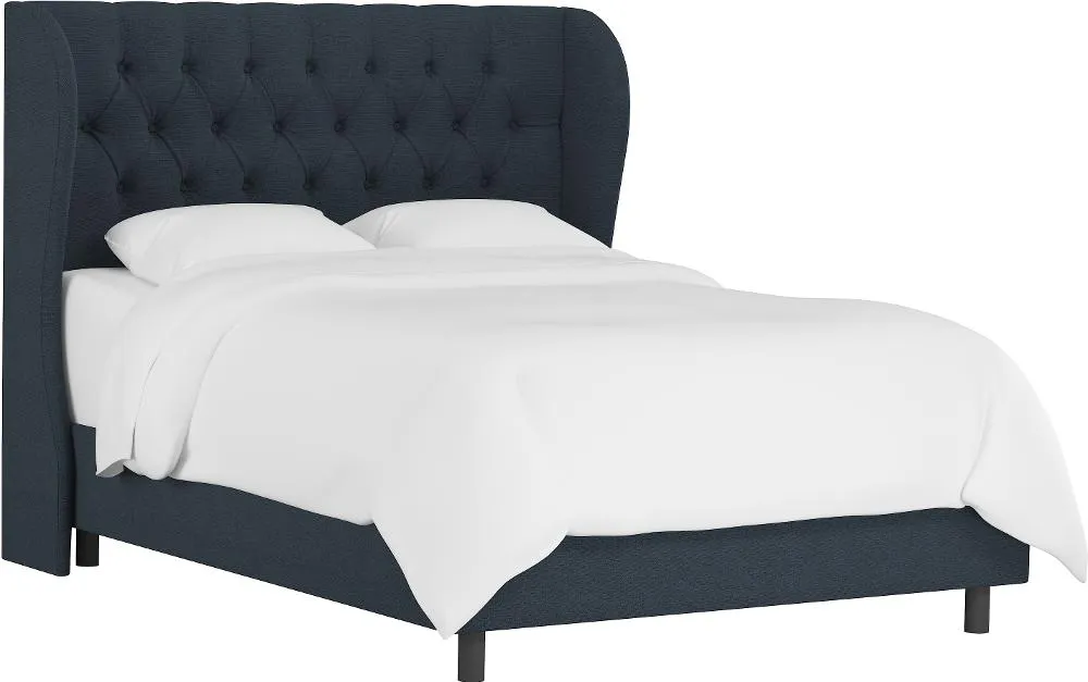 Izzy Navy Sloped Wingback California King Bed - Skyline Furniture