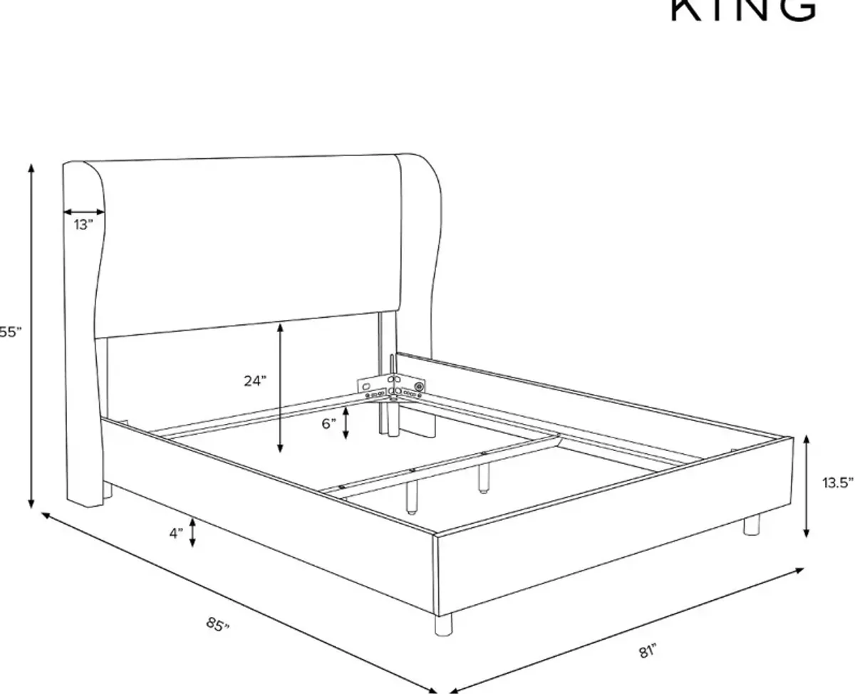 Izzy Navy Sloped Wingback King Bed - Skyline Furniture