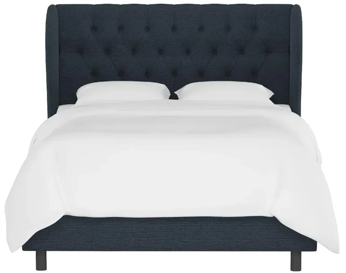 Izzy Navy Sloped Wingback King Bed - Skyline Furniture