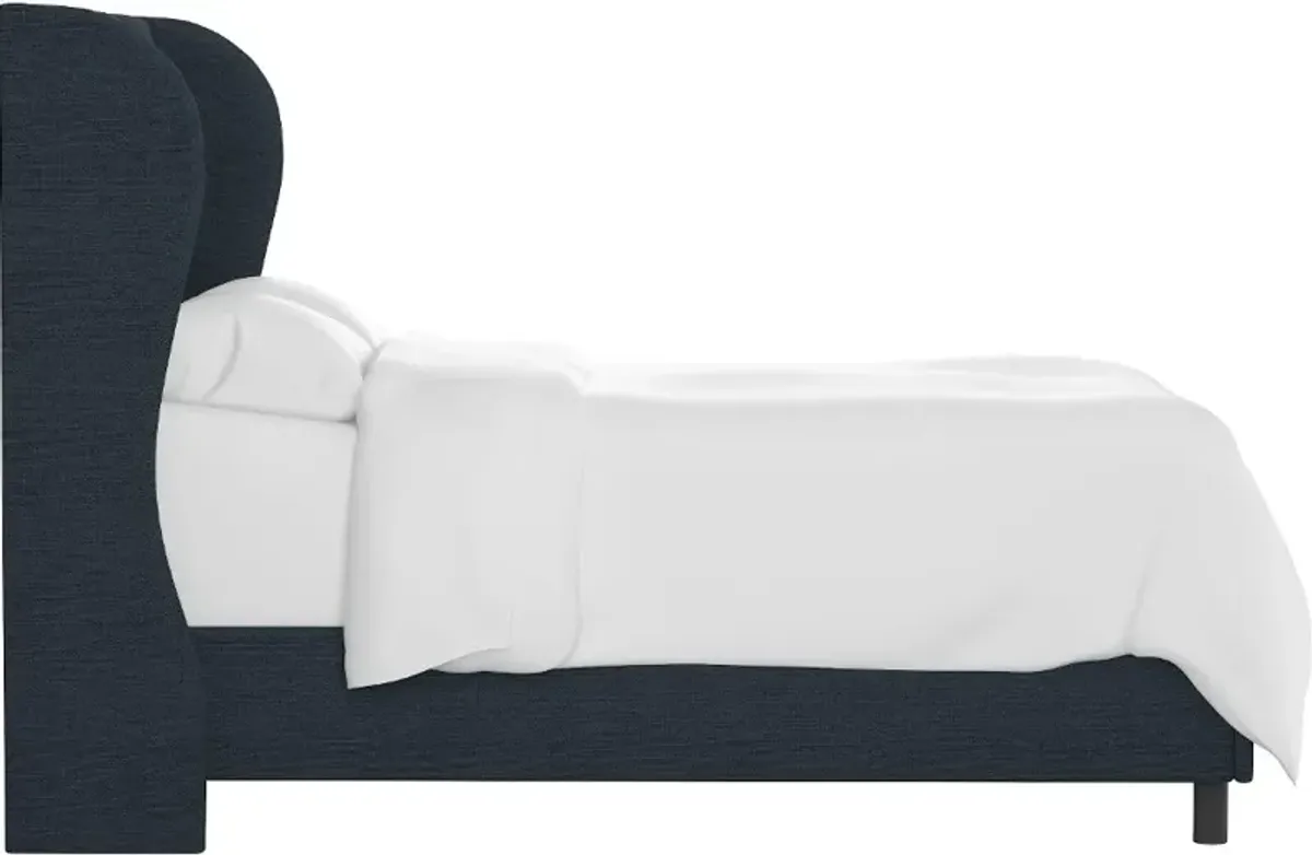 Izzy Navy Sloped Wingback King Bed - Skyline Furniture