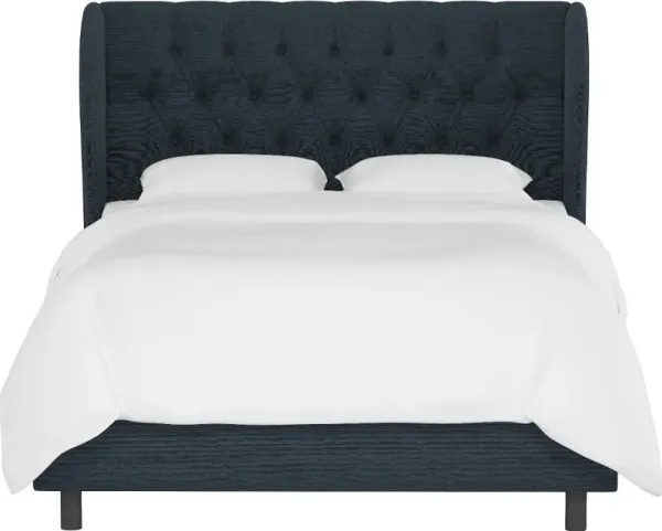 Izzy Navy Sloped Wingback King Bed - Skyline Furniture
