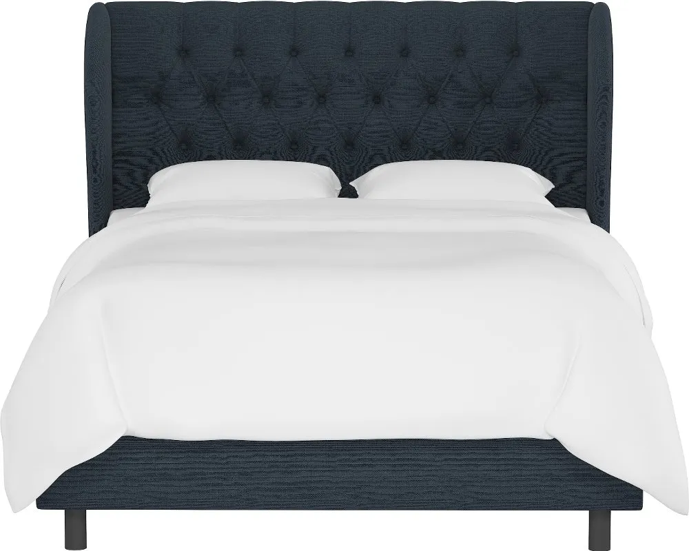 Izzy Navy Sloped Wingback King Bed - Skyline Furniture