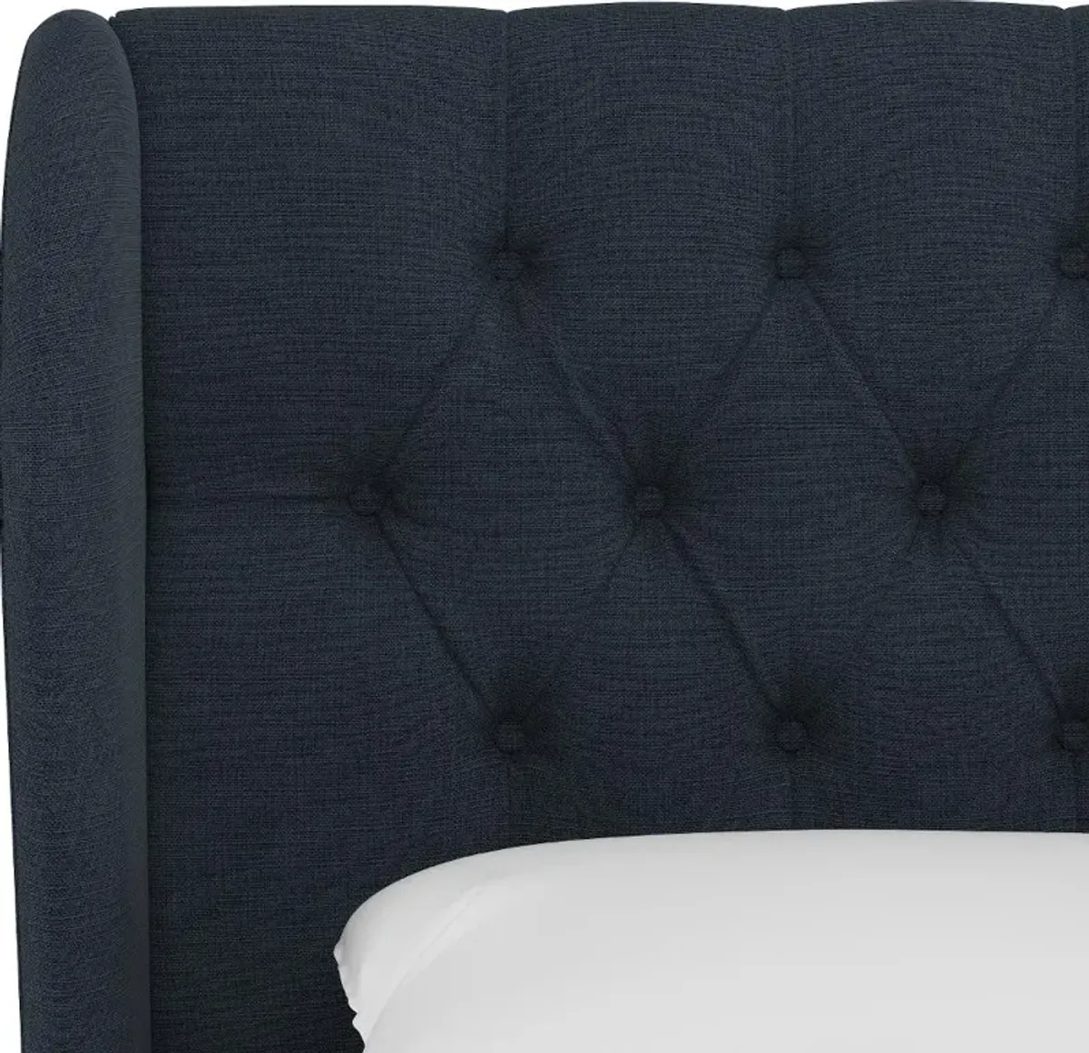 Izzy Navy Sloped Wingback Full Bed - Skyline Furniture