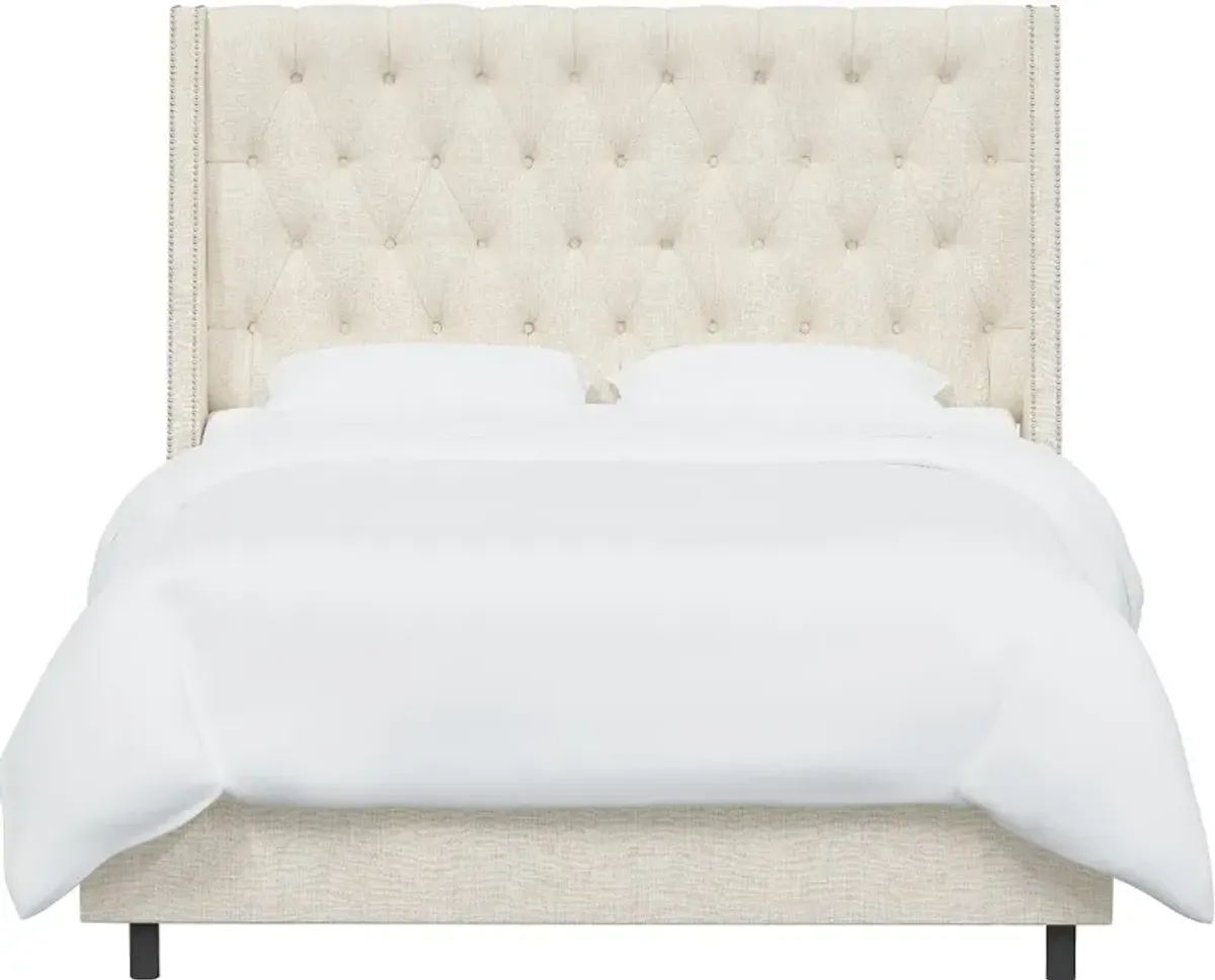 Riley Cream Flared Wingback California King Bed - Skyline Furniture