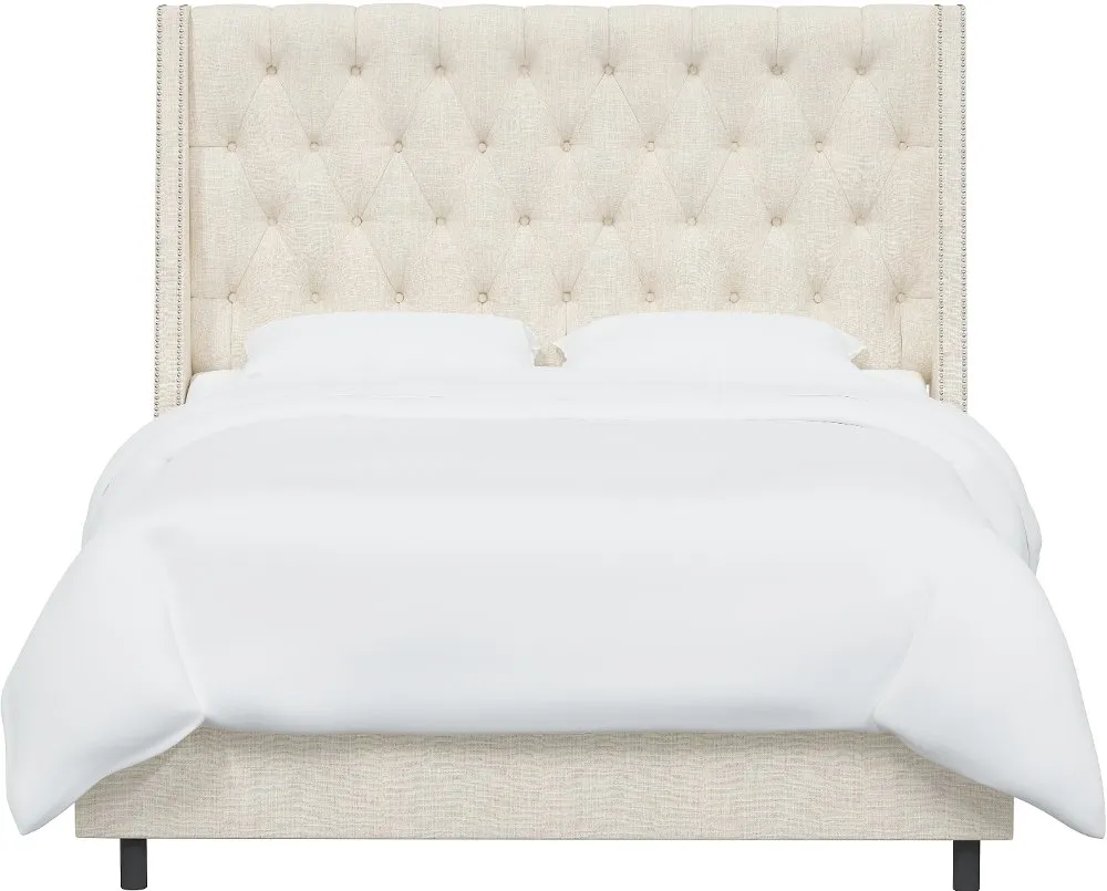 Riley Cream Flared Wingback California King Bed - Skyline Furniture