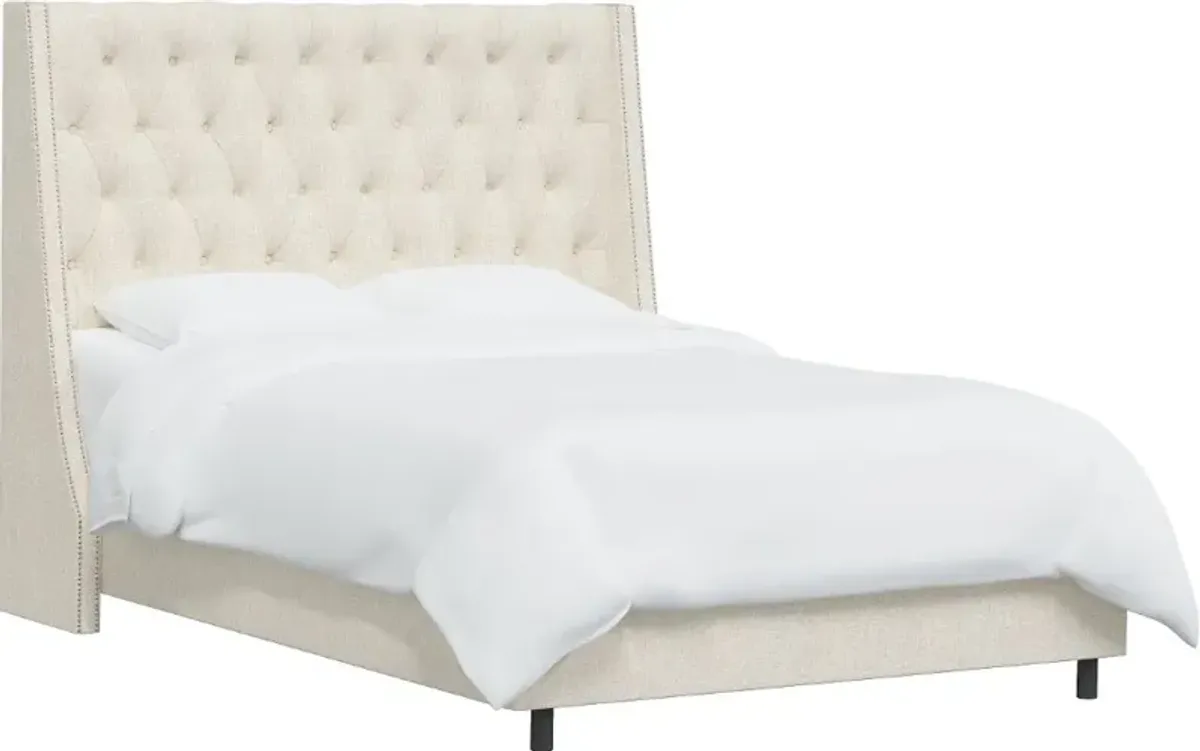 Riley Cream Flared Wingback California King Bed - Skyline Furniture