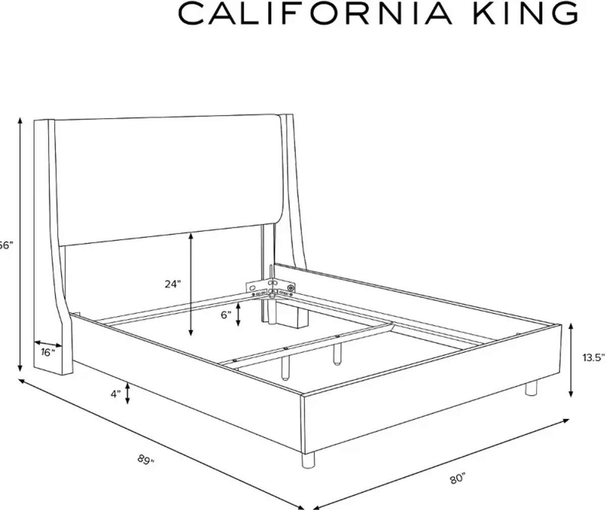 Riley Cream Flared Wingback California King Bed - Skyline Furniture