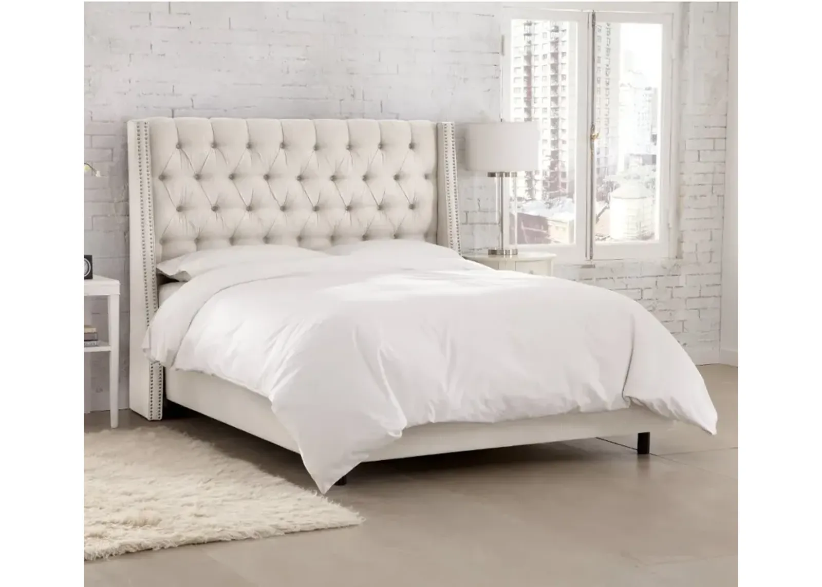 Riley Cream Flared Wingback California King Bed - Skyline Furniture