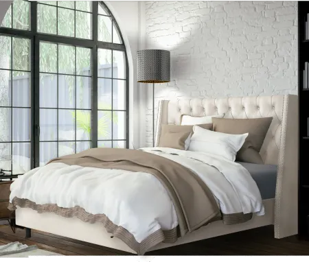 Riley Cream Flared Wingback King Bed - Skyline Furniture