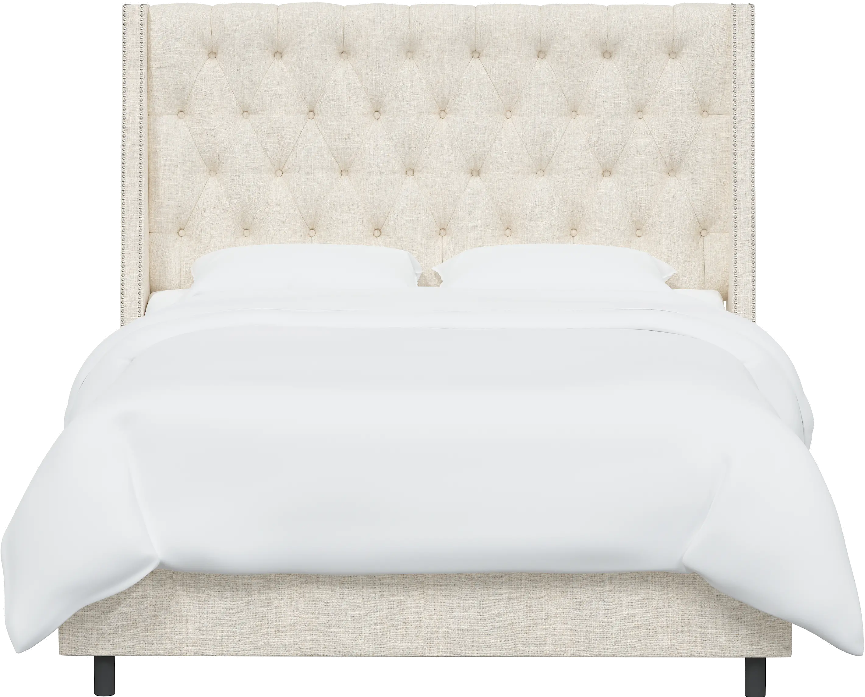 Riley Cream Flared Wingback Queen Bed - Skyline Furniture