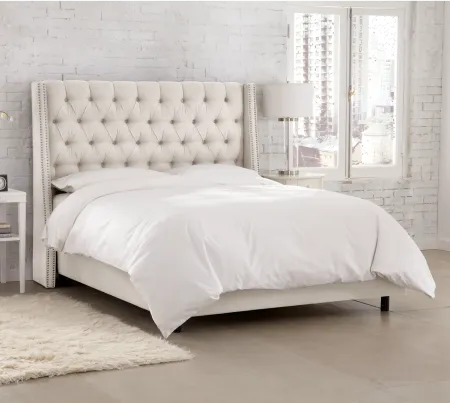 Riley Cream Flared Wingback Full Bed - Skyline Furniture