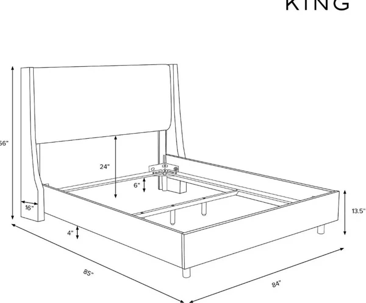 Riley Teal Flared Wingback King Bed - Skyline Furniture