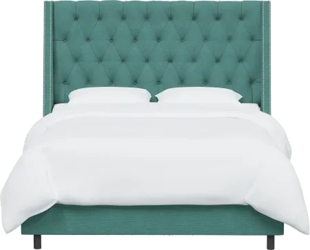 Riley Teal Flared Wingback Queen Bed - Skyline Furniture