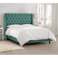 Riley Teal Flared Wingback Queen Bed - Skyline Furniture