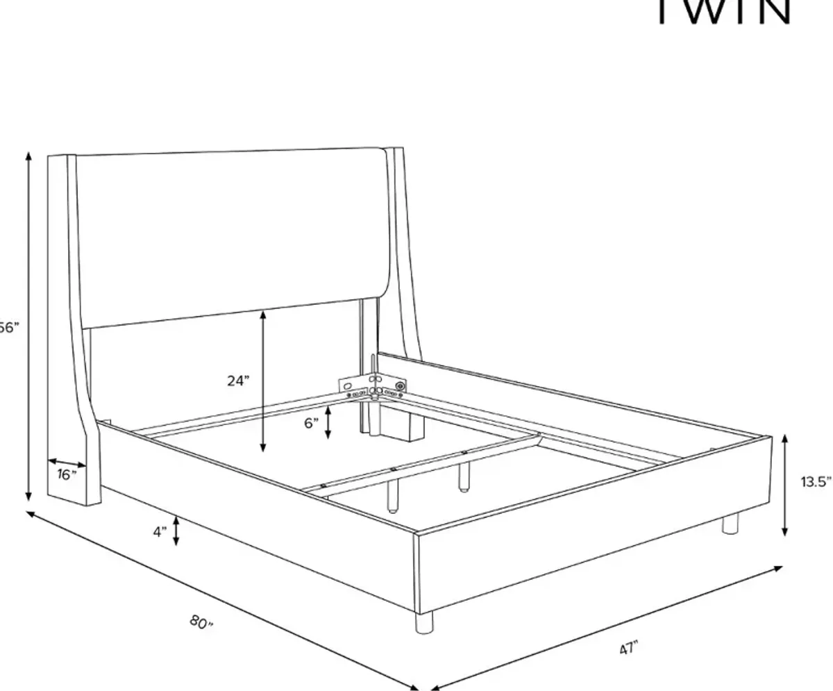 Riley Teal Flared Wingback Twin Bed - Skyline Furniture