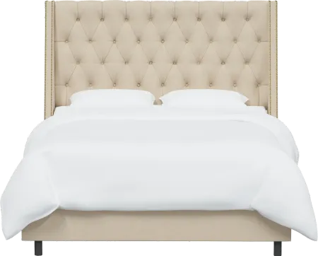 Riley Ivory Flared Wingback California King Bed - Skyline Furniture