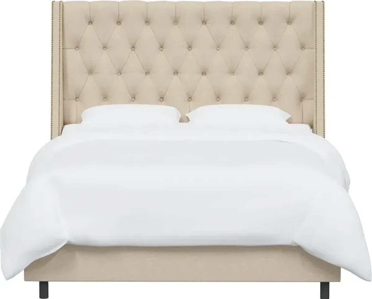 Riley Ivory Flared Wingback California King Bed - Skyline Furniture