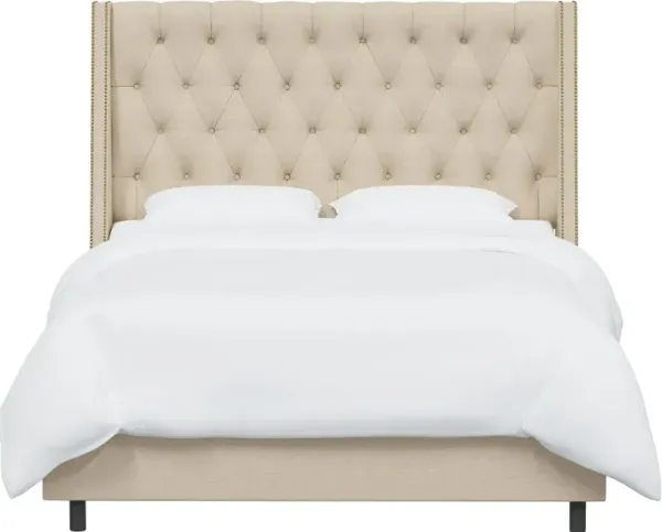 Riley Ivory Flared Wingback California King Bed - Skyline Furniture