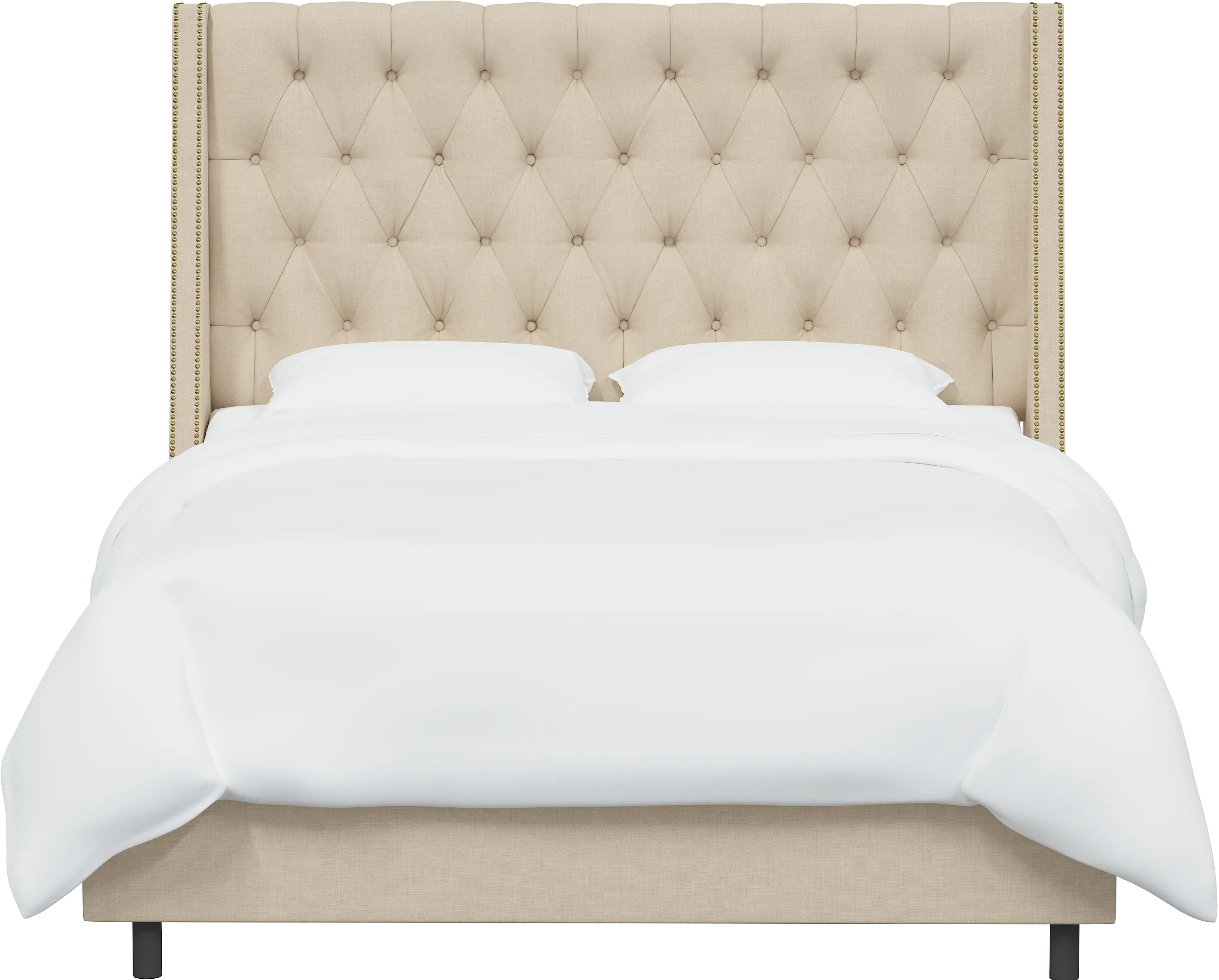 Riley Ivory Flared Wingback King Bed - Skyline Furniture