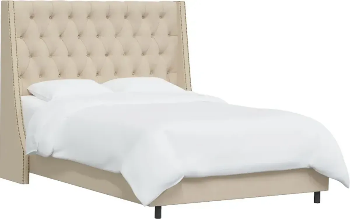 Riley Ivory Flared Wingback Queen Bed - Skyline Furniture