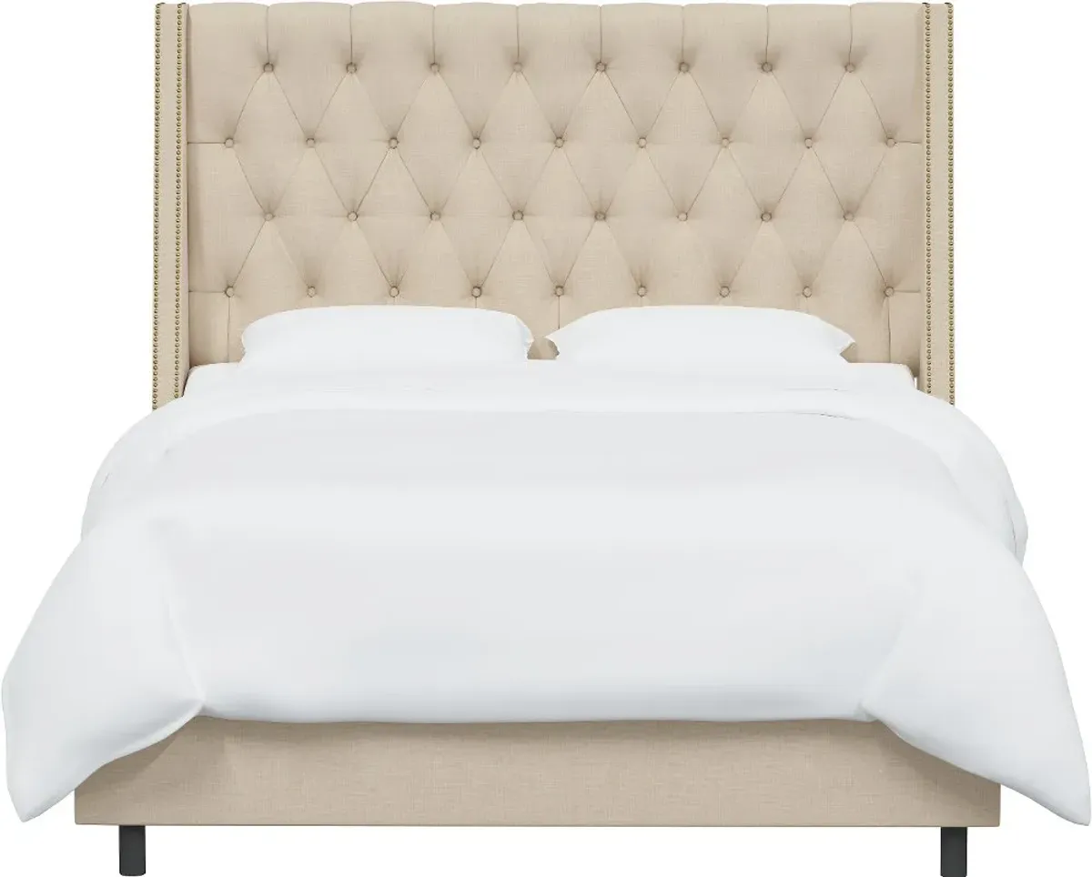 Riley Ivory Flared Wingback Queen Bed - Skyline Furniture