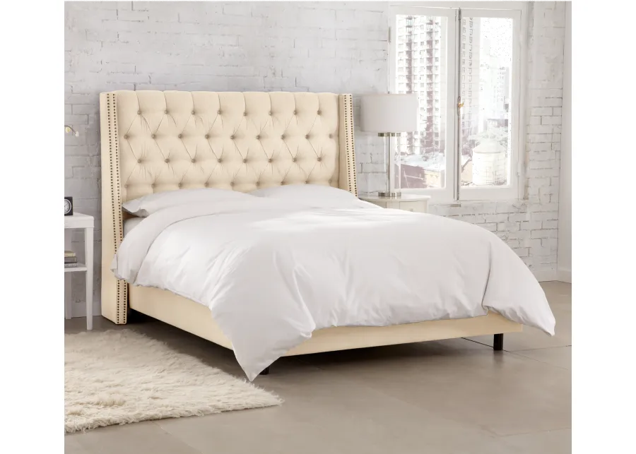 Riley Ivory Flared Wingback Queen Bed - Skyline Furniture