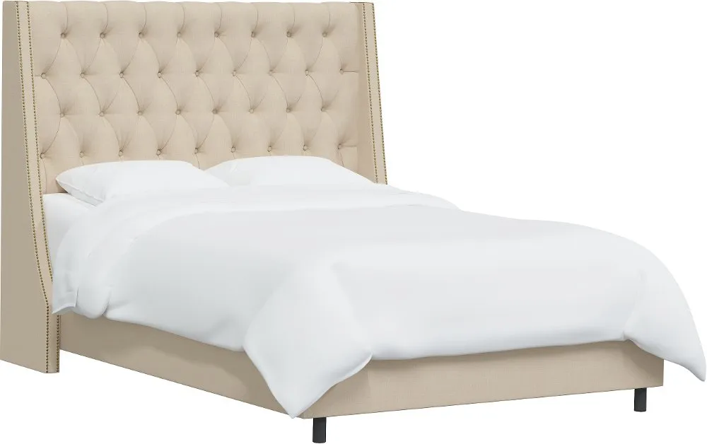 Riley Ivory Flared Wingback Twin Bed - Skyline Furniture