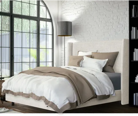Sasha White Curved Wingback California King Bed - Skyline Furniture