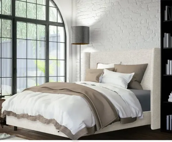 Sasha White Curved Wingback California King Bed - Skyline Furniture