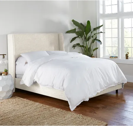 Sasha White Curved Wingback Queen Bed - Skyline Furniture