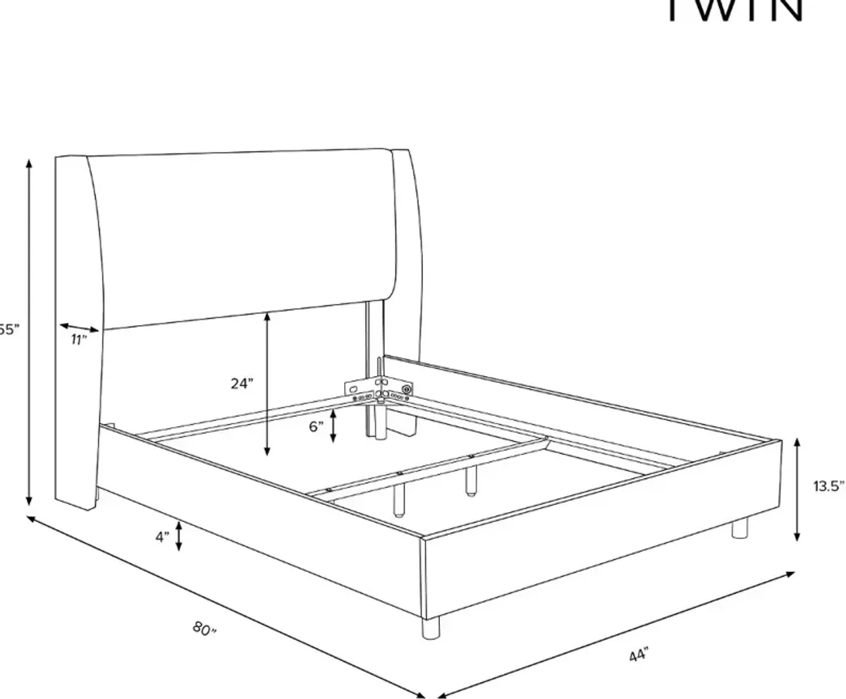 Sasha White Curved Wingback Twin Bed - Skyline Furniture