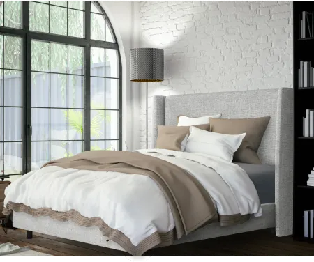 Sasha Gray Curved Wingback King Bed - Skyline Furniture
