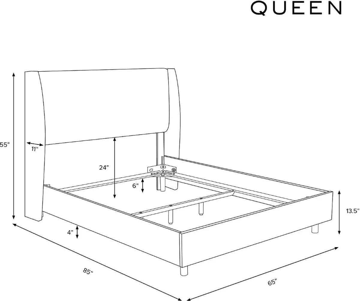 Sasha Gray Curved Wingback Queen Bed - Skyline Furniture