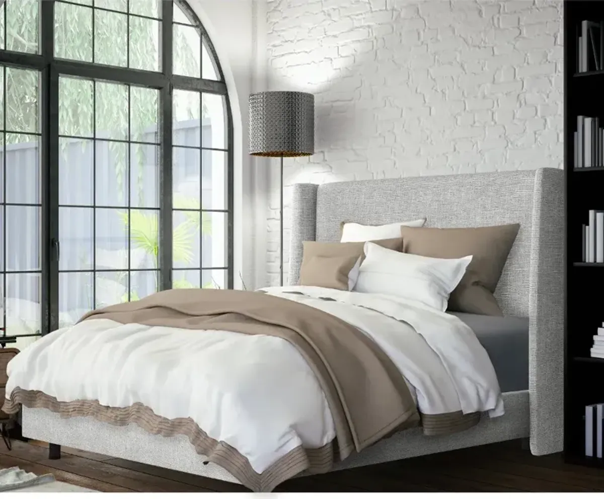 Sasha Gray Curved Wingback Full Bed - Skyline Furniture
