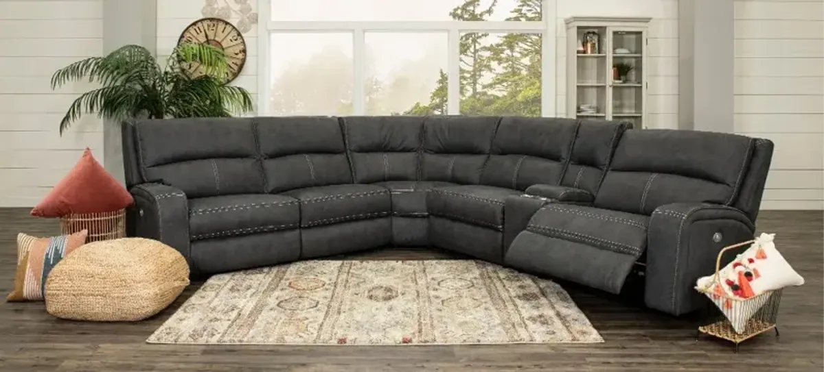 Star Dark Gray 6 Piece Power Reclining Sectional