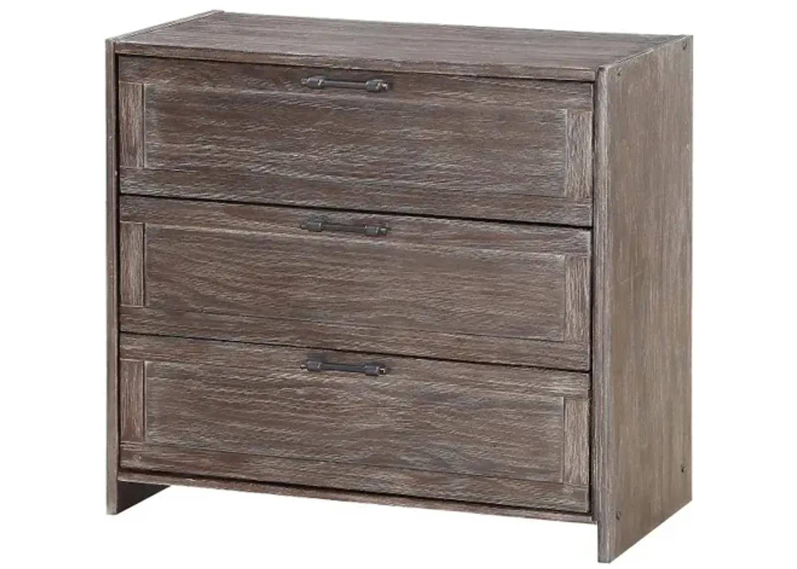 Farmhouse Brushed Brown 3 Drawer Chest - Barn Door