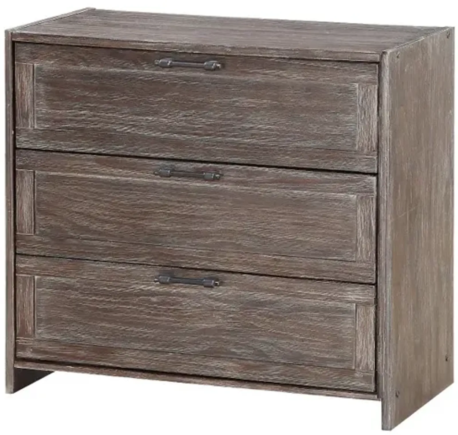 Farmhouse Brushed Brown 3 Drawer Chest - Barn Door