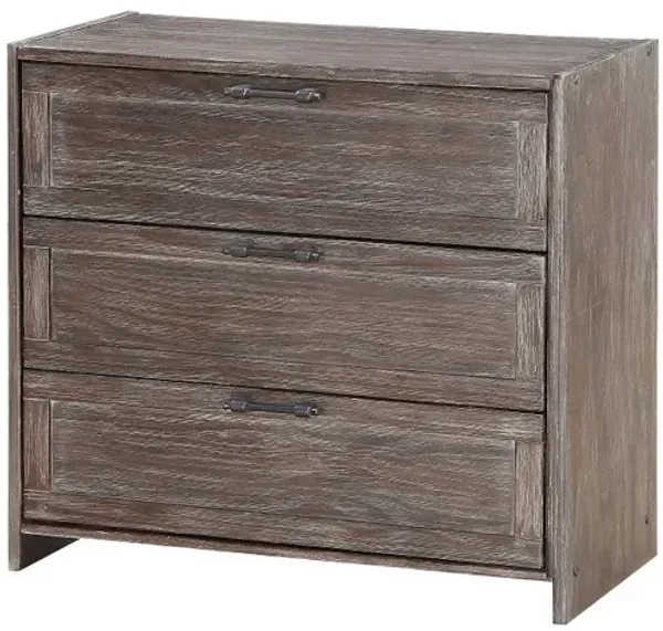 Farmhouse Brushed Brown 3 Drawer Chest - Barn Door