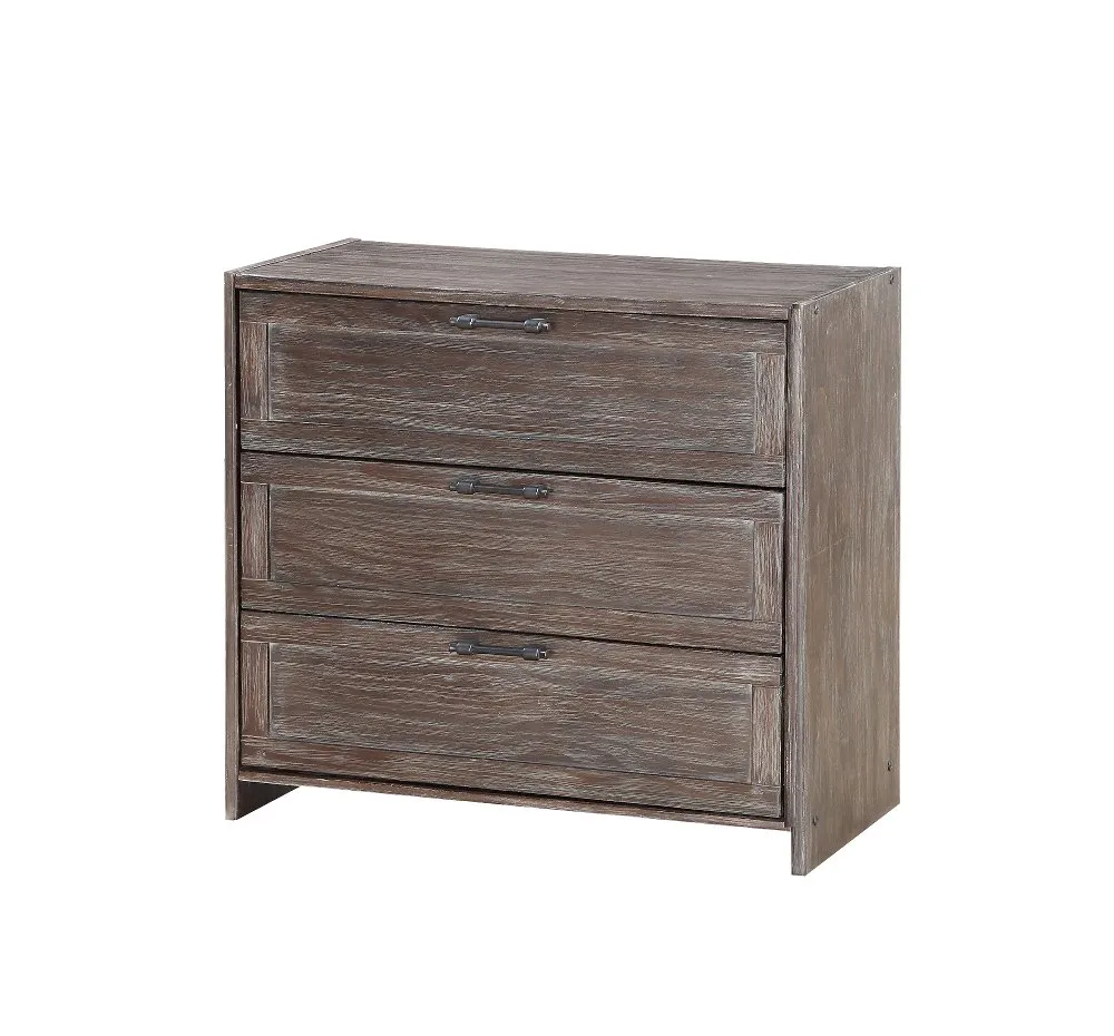 Farmhouse Brushed Brown 3 Drawer Chest - Barn Door