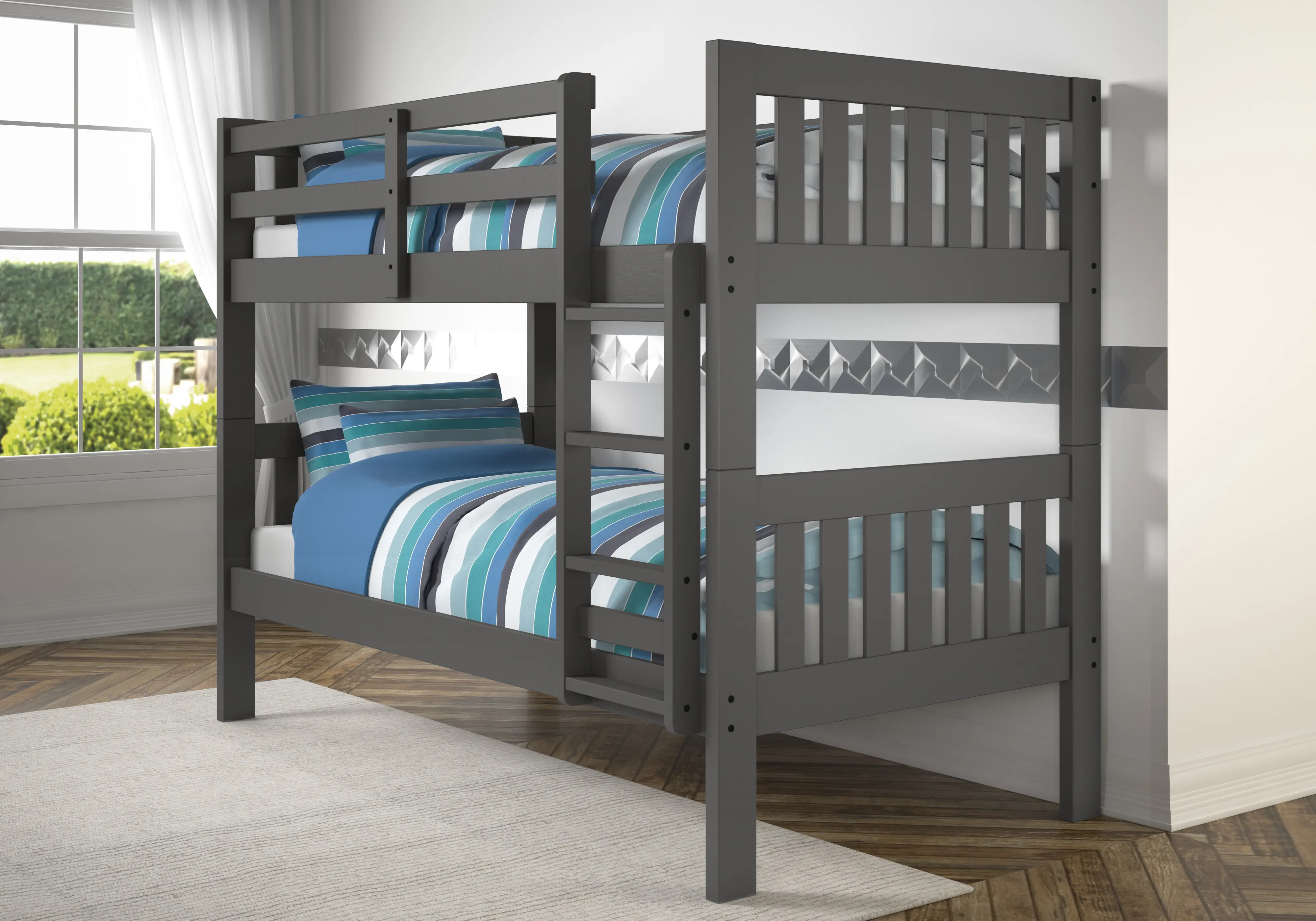 Classic Gray Twin over Twin Bunk Bed - Mission