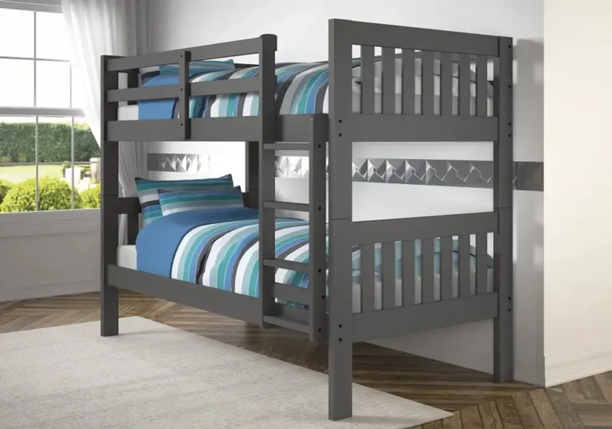 Classic Gray Twin over Twin Bunk Bed - Mission